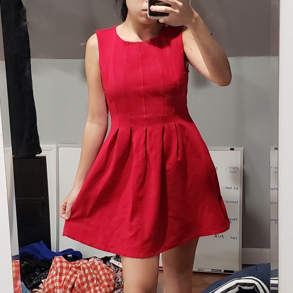 Monteau Red Sleeveless Skater Mini Dress